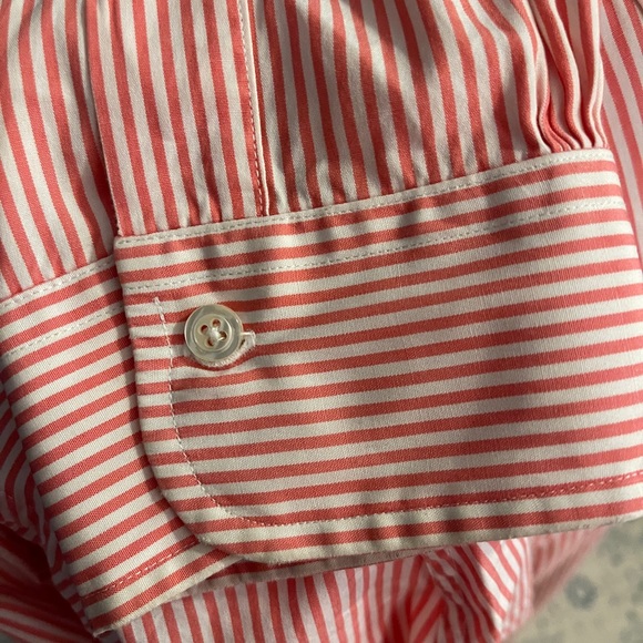 Brooks Brothers All Cotton Oxford Button Down 16.5 in Orange Pinstripe - Picture 3 of 4